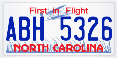 NC license plate ABH5326