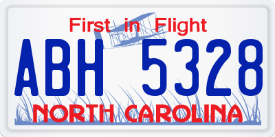 NC license plate ABH5328