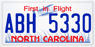 NC license plate ABH5330