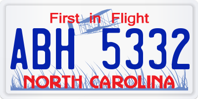 NC license plate ABH5332