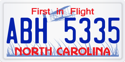 NC license plate ABH5335