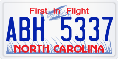 NC license plate ABH5337