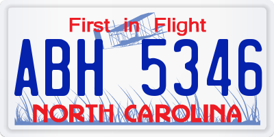 NC license plate ABH5346