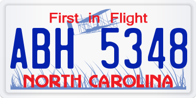 NC license plate ABH5348