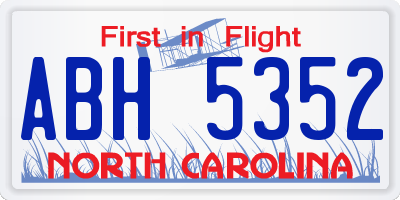 NC license plate ABH5352