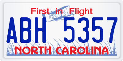 NC license plate ABH5357