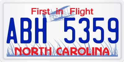 NC license plate ABH5359