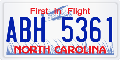 NC license plate ABH5361