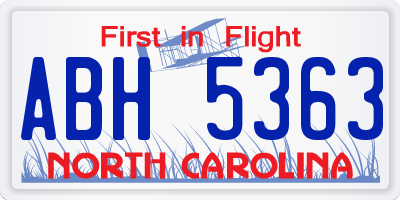 NC license plate ABH5363