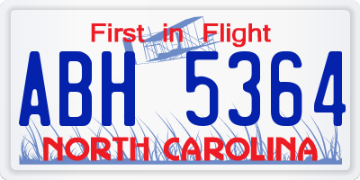 NC license plate ABH5364