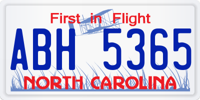 NC license plate ABH5365
