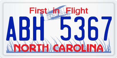NC license plate ABH5367
