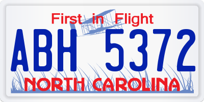 NC license plate ABH5372