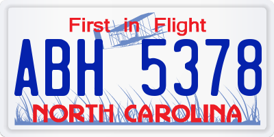 NC license plate ABH5378