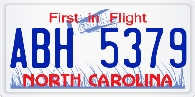 NC license plate ABH5379