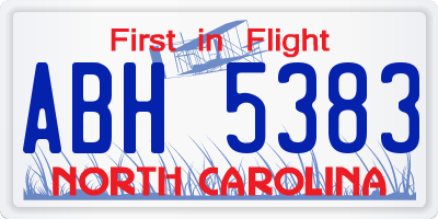 NC license plate ABH5383