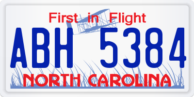 NC license plate ABH5384