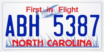 NC license plate ABH5387
