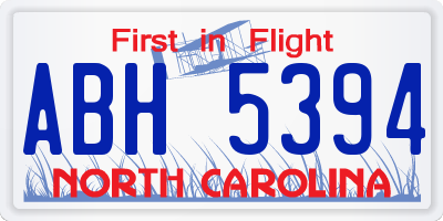 NC license plate ABH5394