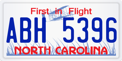 NC license plate ABH5396