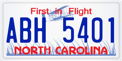 NC license plate ABH5401