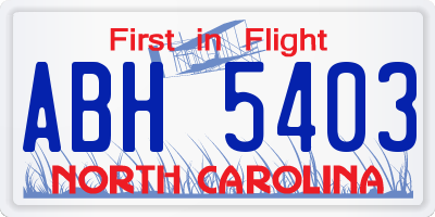 NC license plate ABH5403