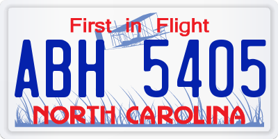NC license plate ABH5405