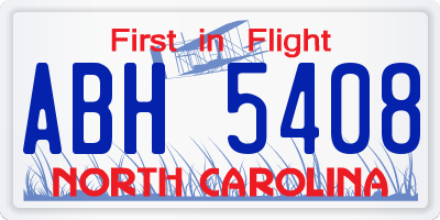 NC license plate ABH5408