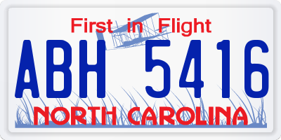 NC license plate ABH5416