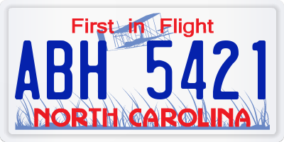 NC license plate ABH5421