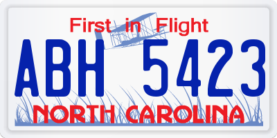 NC license plate ABH5423