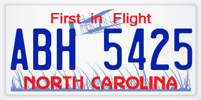 NC license plate ABH5425