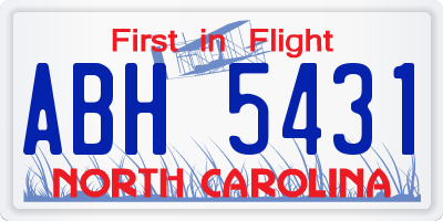 NC license plate ABH5431