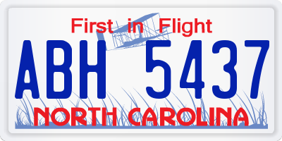 NC license plate ABH5437