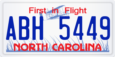 NC license plate ABH5449