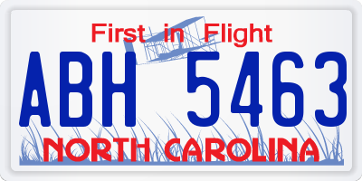 NC license plate ABH5463