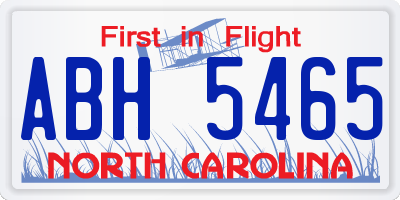 NC license plate ABH5465
