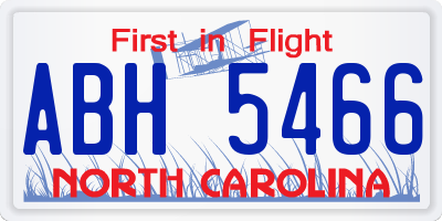 NC license plate ABH5466