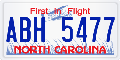 NC license plate ABH5477