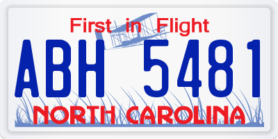 NC license plate ABH5481