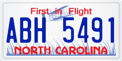 NC license plate ABH5491