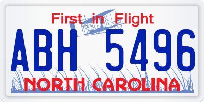 NC license plate ABH5496