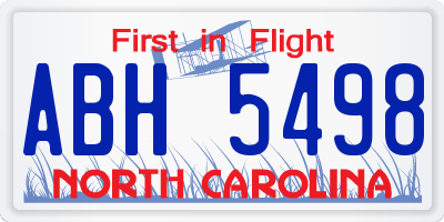 NC license plate ABH5498