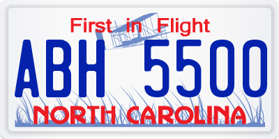 NC license plate ABH5500