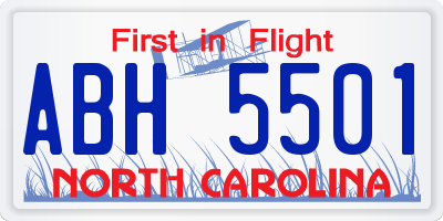 NC license plate ABH5501