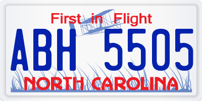 NC license plate ABH5505