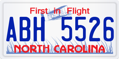 NC license plate ABH5526