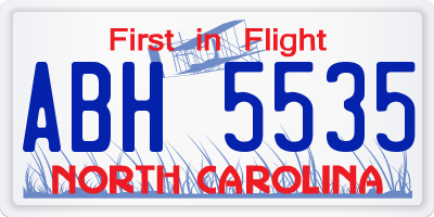 NC license plate ABH5535