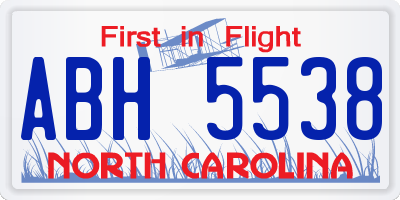 NC license plate ABH5538