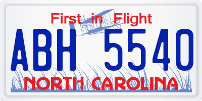 NC license plate ABH5540